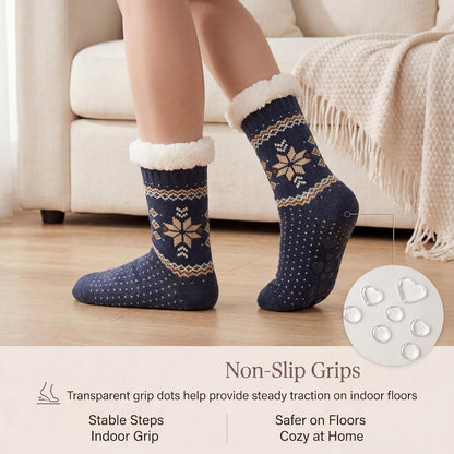Cozylook Fuzzy Slipper Socks for Women with Grips Warm Cozy Soft Non-Slip Winter Socks Cozy Gift Idea