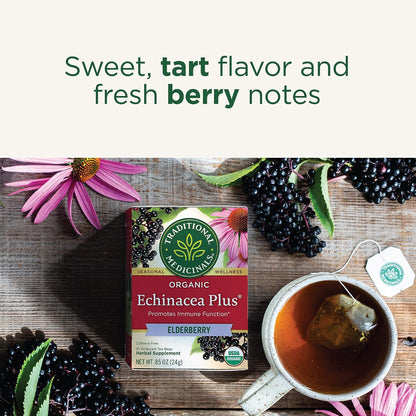 Traditional Medicinals Organic Echinacea Plus Elderberry, 16 Tea Bags