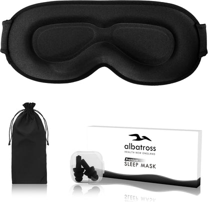 Sleep Eye Mask for Men Women, Lash Extensions 3D Sleeping Mask, Travel Blackout Night Blindfold Eye Shade Cover with Adjustable Strap (Black)