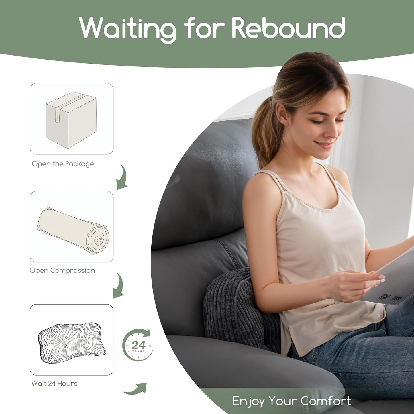 HIGOGOGO Lumbar Support Pillow for Recliner Chair/Accent Chair/Couch/Office Chair, Tufted Corduroy Back Support Cushion for Elderly, Recliner Cushions for Back Rest, Pain Relief, Reading, Brown