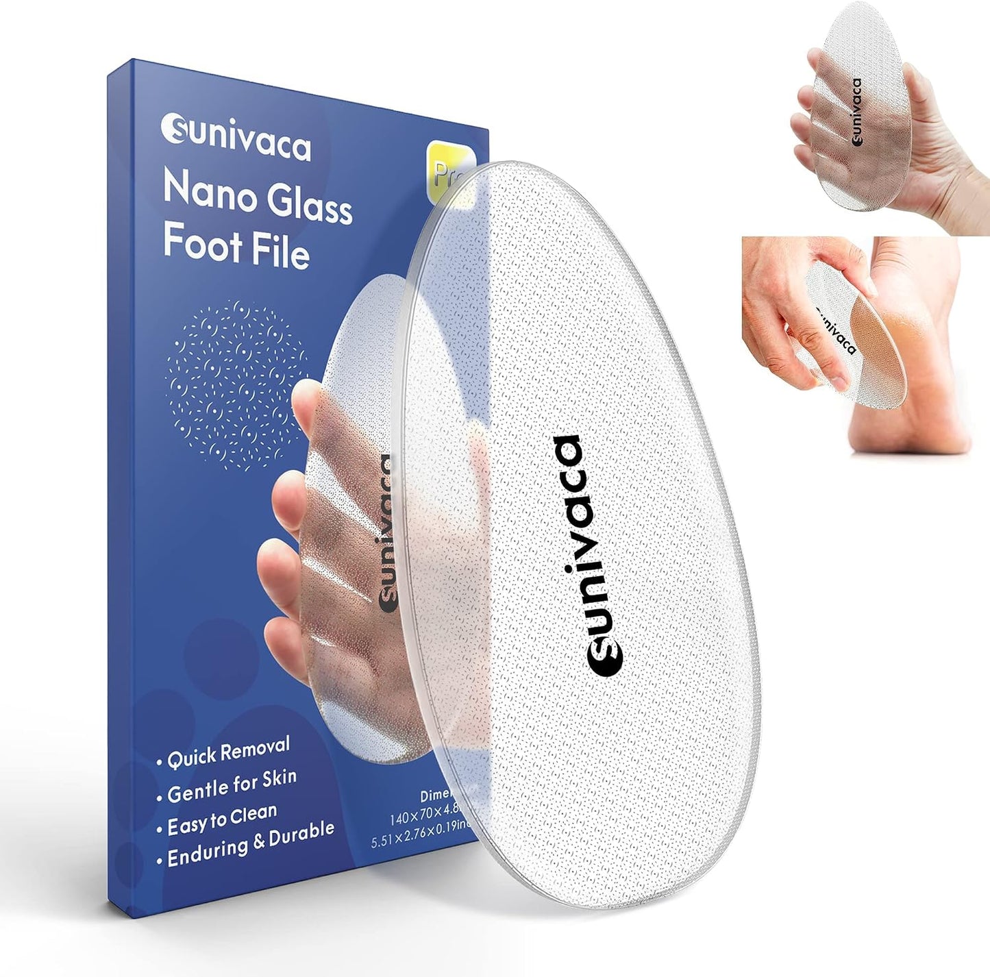 Glass Foot File Callus Remover for Feet, Heel Scraper, Pumice Stone, Diabetic Feet Scrubber Dead Skin Remover for Feet Professional Pedicure Tools | Diabetic Foot Scrubber | Nano-Glass | Safe, Effective Yet Gentle | Seamless ,Hygienic, Durable