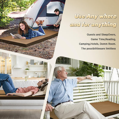 CYMULA Camping Cot Pad 2 Inch Memory Foam, Camping Pad for Folding Cot and Foldable Cot, Portable Roll Up Camp Gear for Car Camping Travel Tent, Non-Slip Waterproof Bottom, Removable Cover, Pad Only