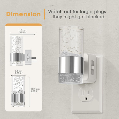 Briignite Night Lights Plug into Wall, Modern LED Night Light Plug in, Dusk to Dawn Sensor,Amber Night Light 0-100LM Adjustable Brightness, Dimmable NightLight for Hallway, Bedroom, Stairway, 2 Pack