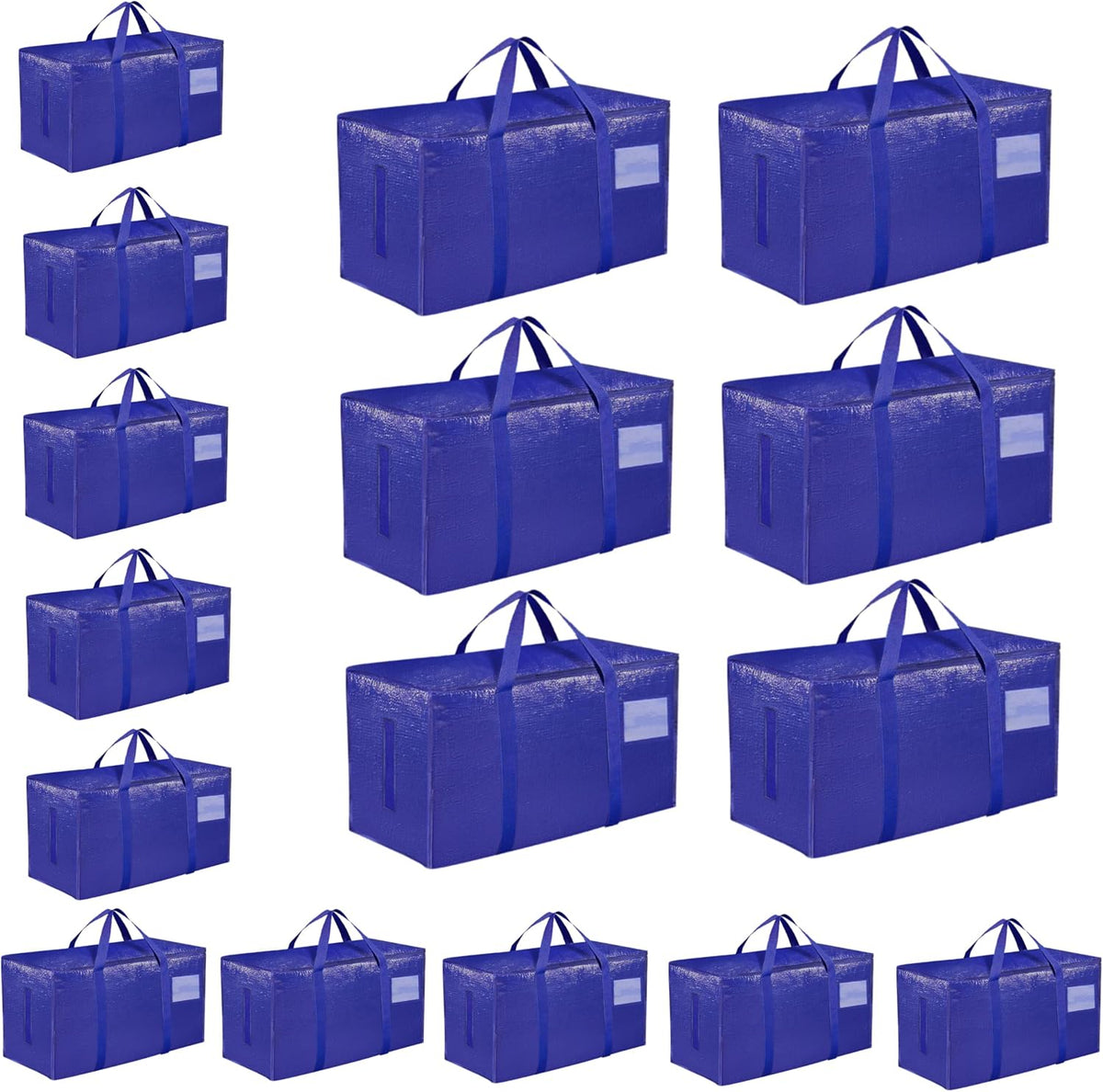 Moving Bags Extra Large - Heavy Duty Storage Totes with Wrap-Around Handles & Reinforced Zippers - Foldable Moving Box Alternative, Water-Resistant for Dorm, Closet & Under Bed Storage (Clear)