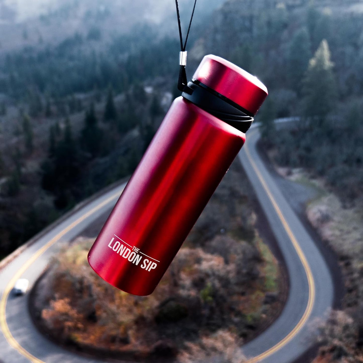 London Sip 25 oz Multi-Function Travel Mug and Tumbler Tea Infuser Water Bottle Fruit Infuser Flask Hot and Cold Double Wall Stainless Steel Coffee Thermos, Zen Black
