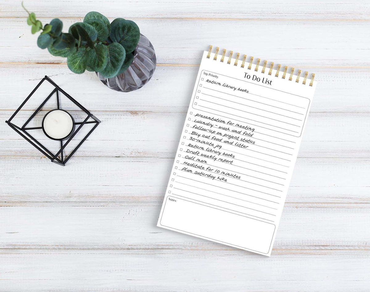 Better Office Products To Do List Mini Notepads, 5.5" x 8.5", Planning Note Pads, 50 Sheets Per Pad, Double Wire Spiral, Daily Agenda Productivity Checklist Organizer (6 Pack)