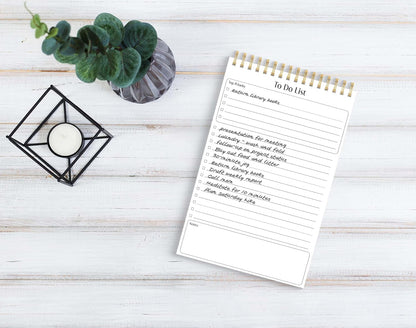 Better Office Products To Do List Mini Notepads, 5.5" x 8.5", Planning Note Pads, 50 Sheets Per Pad, Double Wire Spiral, Daily Agenda Productivity Checklist Organizer (6 Pack)