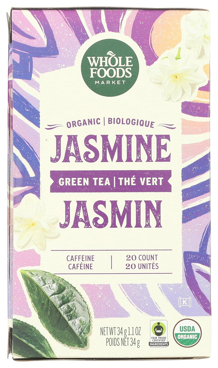 Whole Foods Market, Tea Green Jasmine Organic, 20 Count