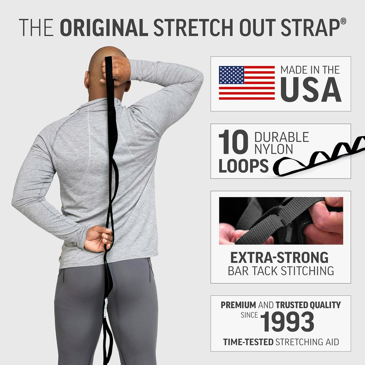 OPTP The Original Stretch Out Strap XL with Exercise Poster, USA Made