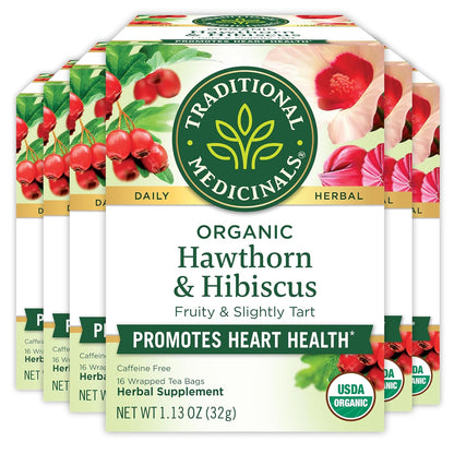 Traditional Medicinals - Organic Hibiscus Herbal Tea (6 Pack) - Supports Heart Health - 96 Tea Bags Total