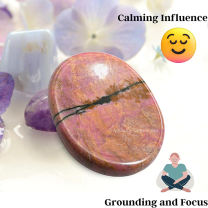 Amazing Gemstone Labradorite Thumb Worry Stone, Anxiety Stone, Healing Crystals - Piedra Crystal Fidget for Gift, Meditation, Calming, Relaxation, Stress Relief - Colors C
