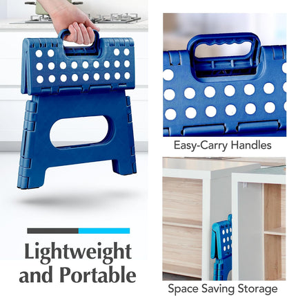 Handy Laundry Folding Step Stool - Sturdy Enough Collapsible Stool to Support Adults - Opens Easy with One Flip - Great for Kitchen, Bathroom or Bedroom (Black - 9 Inch)