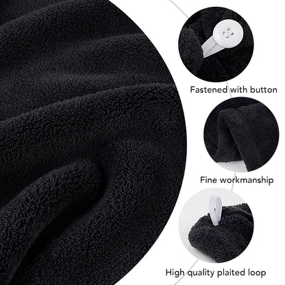 SINLAND Microfiber Hair Drying Cap Hair Towel Turban Twist for Women Fast Drying Towels Head Turban Absorbent Soft Lightweight 3 Pack Black