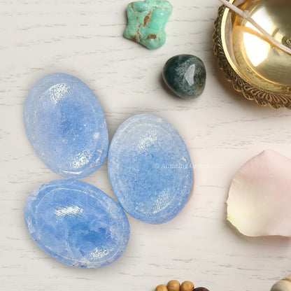 Amazing Gemstone Labradorite Thumb Worry Stone, Anxiety Stone, Healing Crystals - Piedra Crystal Fidget for Gift, Meditation, Calming, Relaxation, Stress Relief - Colors B