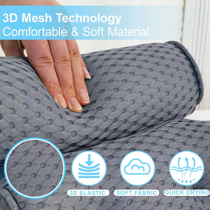 AEROiVi Luxury Bath Pillows for Tub，Bath Pillow Bathtub Pillows for Head and Neck Support Bath Cushion Made from Soft Spacer Mesh Material with Suction Cups,Gray