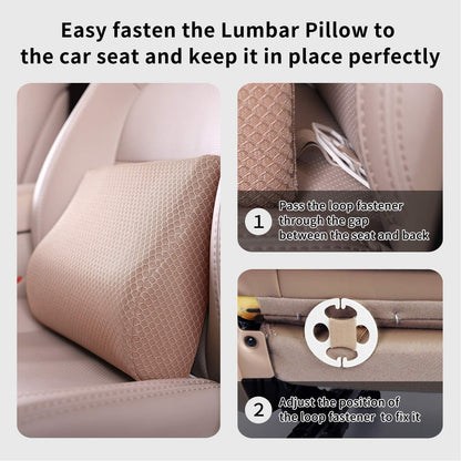 Memory Foam Lumbar Support Pillow for Car - Lower Back Support Cushion for Driving, Back Pain Relief for Car Seat, Office Chair, Wheelchair (Gray)