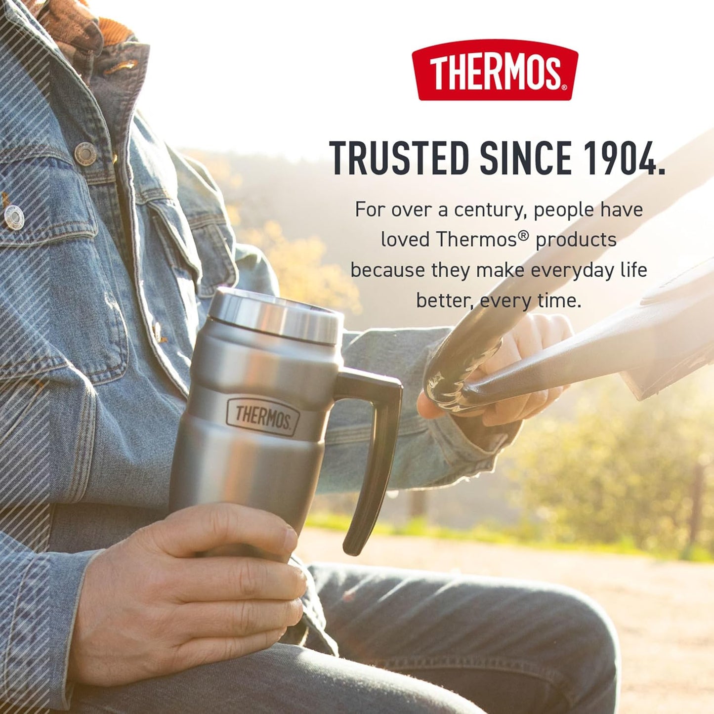 THERMOS Stainless King Vacuum-Insulated Travel Tumbler, 16 Ounce, Matte Steel