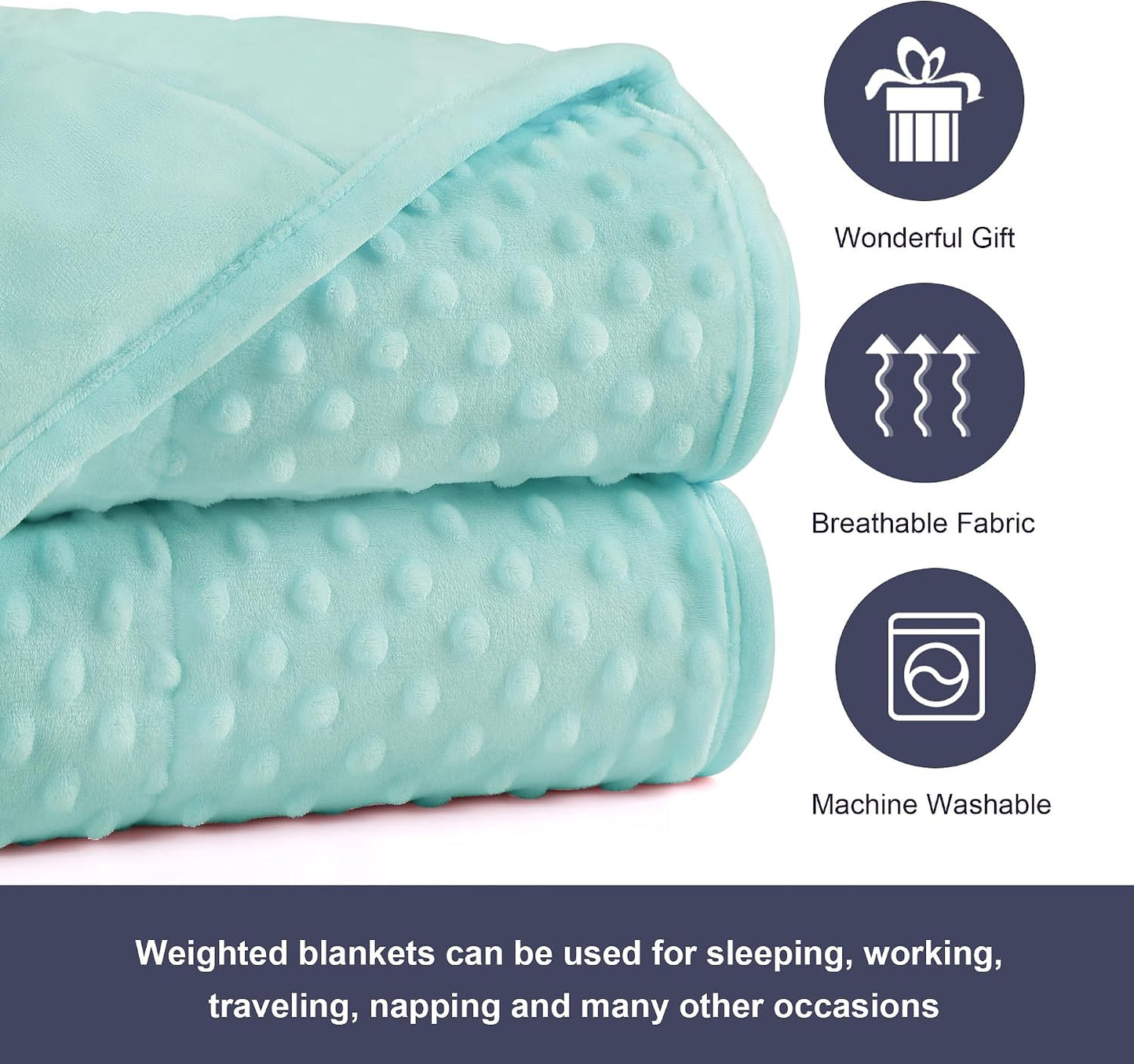 Alomidds Weighted Lap Blanket 7lbs, Cozy Luxury Breathable Weighted Blanket for Adults, Weighted Lap Pad for Travel, Relaxation, Sleeping, Purple, 29" x 24"