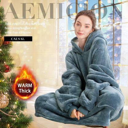 Aemicion Strawberry Blanket Hoodie,Oversized Sherpa Wearable Hooded Blanket,Warm Cozy Sweatshirt Gifts for Women Girls Adult