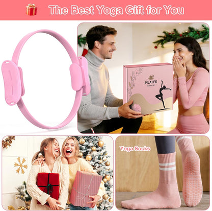 Pilates Kit for Home Workouts Set for Women, Pilates Ring Equipment and Ball Set Home Pilates Workout Kit with 15" Magic Circle Ring and Resistance Bands, A Must-Have for Beginners and Seasoned Yogis