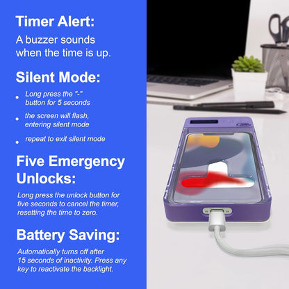 Phone Lock Box - Timed Lock Box Cell Phone Locker, Safe Lockbox Bad Habit, Smartphone Jail with Timer Reduce Kids Adults Screen Time Improve Productivity, Family Time Container - White
