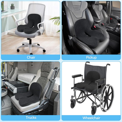 Truck Driver Seat Cushion, Memory Foam L-Shaped Ergonomic Cushion for Office Chairs, Comfort & Support for Long Sitting