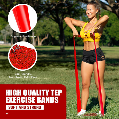 HPYGN 3 Levels Non-Latex Exercise Bands for Physical Therapy & Yoga, Professional Resistance Bands Set for Working Out, Strength Training, Pilates & Rehab, TPE Elastic Stretch Bands for Seniors, Women