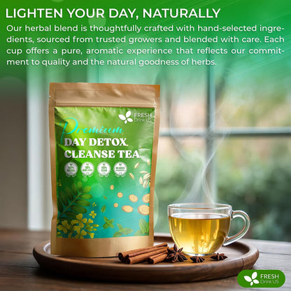 FreshDrinkUS, 30 Teabags of Herbal Day Cleanse Tea | Refreshing Mint Blend with Dandelion, Senna & Hibiscus | Naturally Supports Wellness & Light-Feeling | Caffeine-Free Herbal Tea