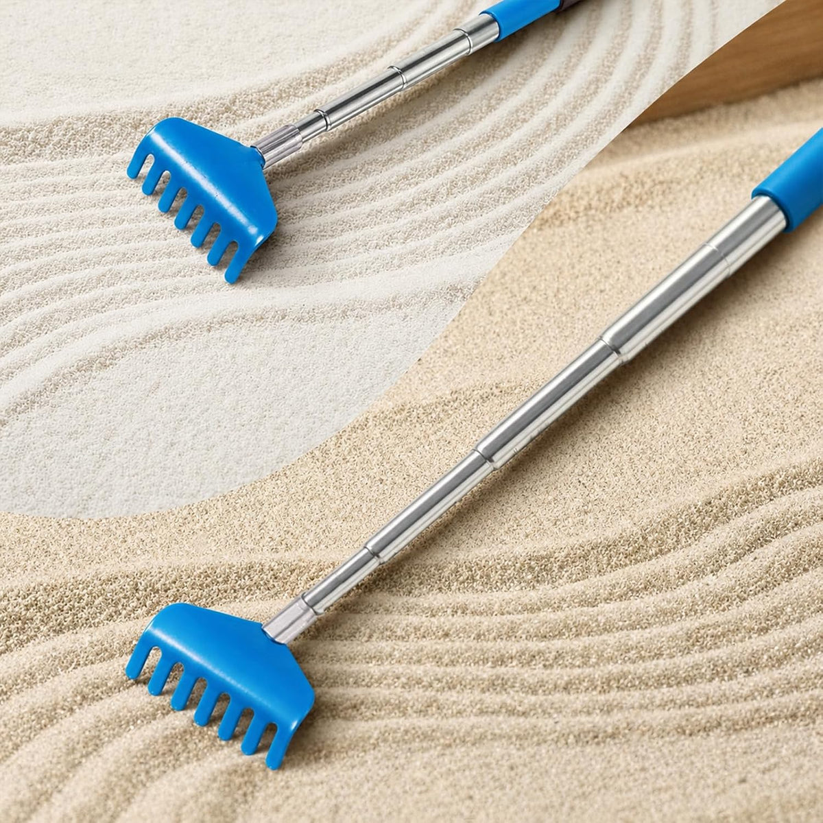 2Pcs Mini Zen Garden Rake Tools, Garden Sand Rake Feng Shui Decoration, Miniature Tabletop Rock Sand Zen Garden Accessories for Home Office(Blue + Black)