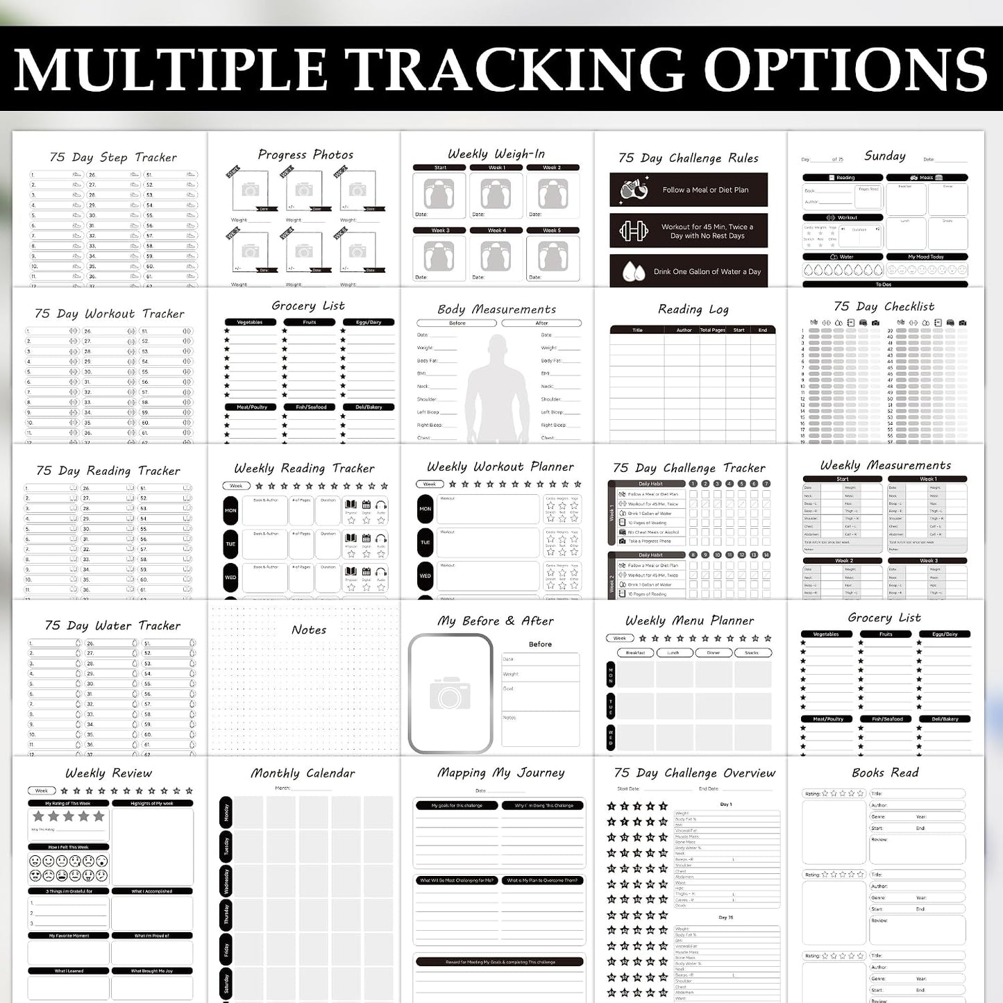 75 Day Hard Challenge Journal for Men or Women with PVC Cover – 75 Hard Challenge Book with Daily, Weekly, Monthly Planner & Wellness Trackers – 75 Challenge Planner Tracker for Fitness, Habits & Self-Care