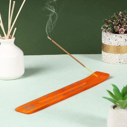 Bless-International Traditional-Handmade-Burner Wooden-Incense-Stick-Holder Ash-Catcher-Stand for-Aromatherapy-Meditation-Yoga (Incense Holder 10 inch(2 pcs))