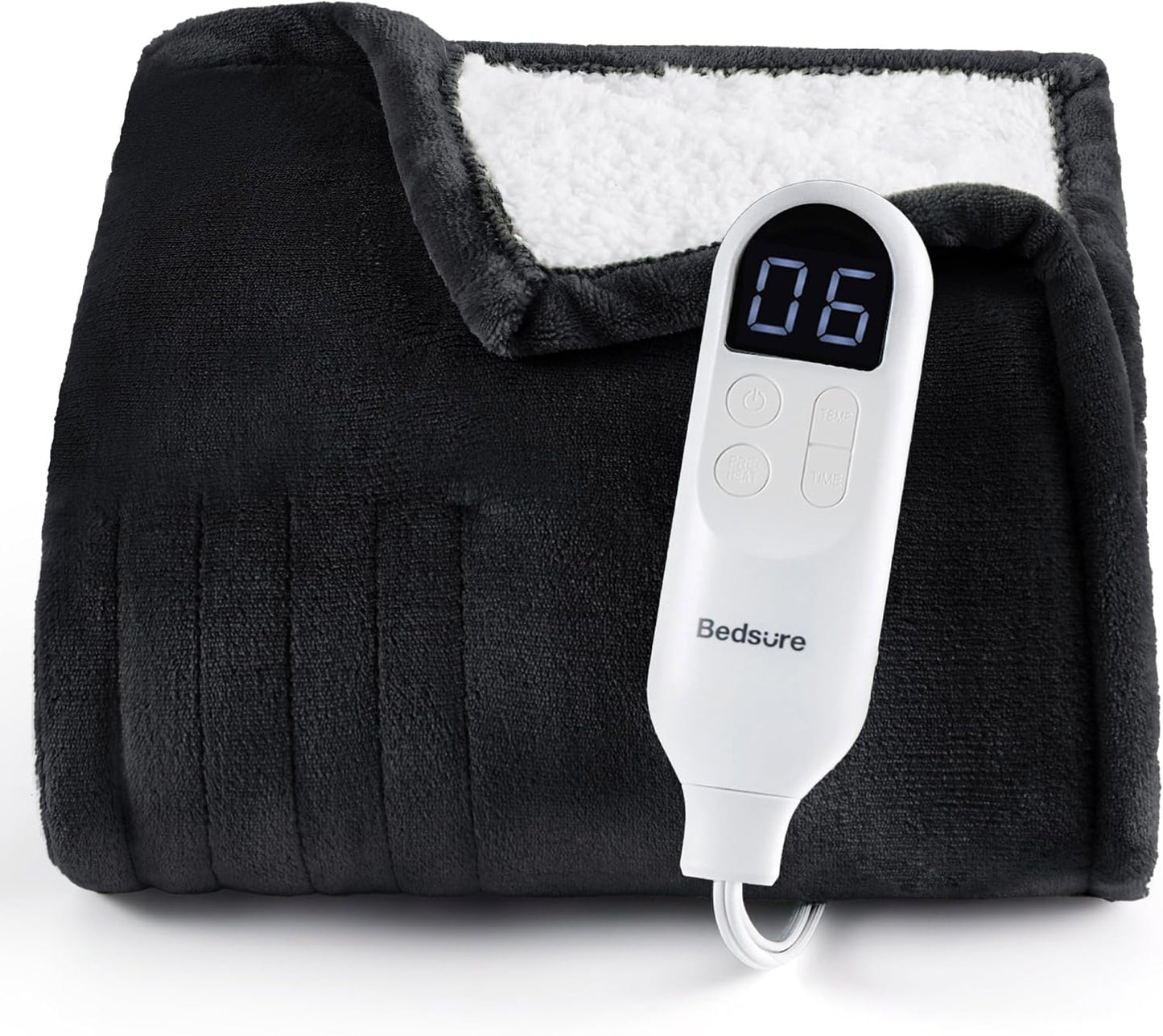 Bedsure Heated Blanket Throw Blanket with Preheat Function - Fast Heating Electric Blanket, Soft Flannel Throw with 6 Time Settings(Up to 10H), 6 Heating Settings, Gifts for Grandma (50"x60", Cream)