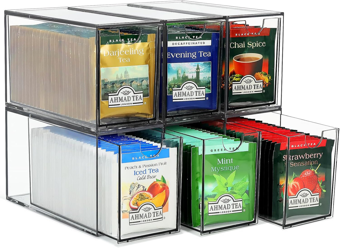 LANLISA Acrylic 6 Pack Tea Bag Organizer and Storage