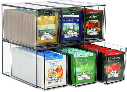 LANLISA Acrylic 6 Pack Tea Bag Organizer and Storage
