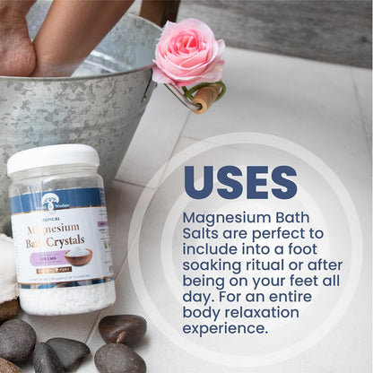 Health and Wisdom Magnesium Bath Crystals - Bath Salts with High Concentration & Enhanced Absorption for Muscle & Joint Relief - Dead Sea Sourced - Unscented - 5.5 lb Bag - Up to 45 Uses