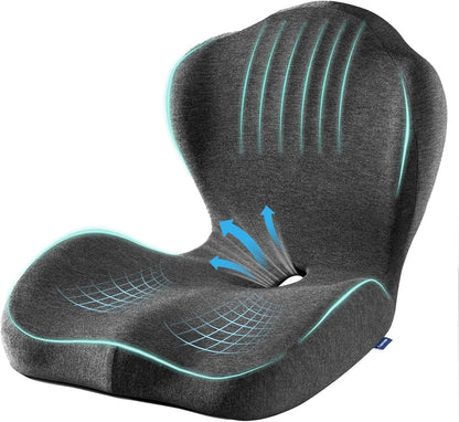 Seat Cushion for Car Truck Driver, Memory Foam Seat Cushion with Adjustable Strap,Ergonomic Lumbar/Back Support & Sciatica Relief for Long Drives, Orthopedic Cushion for Office Chair, Car, Semi Truck