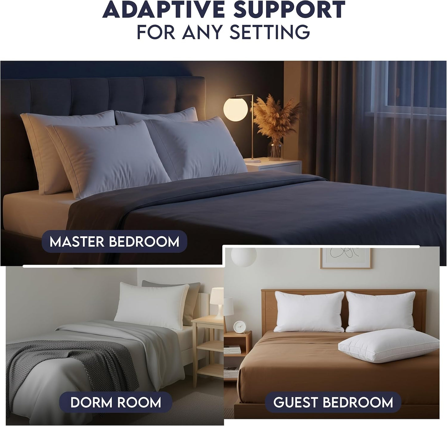 Utopia Bedding Down Alternative Bed Pillows for Sleeping Queen Size (White), Set of 2, Soft & Fluffy Pillow with Cooling, Hotel Quality, Gusseted Pillow for Back, Stomach or Side Sleepers