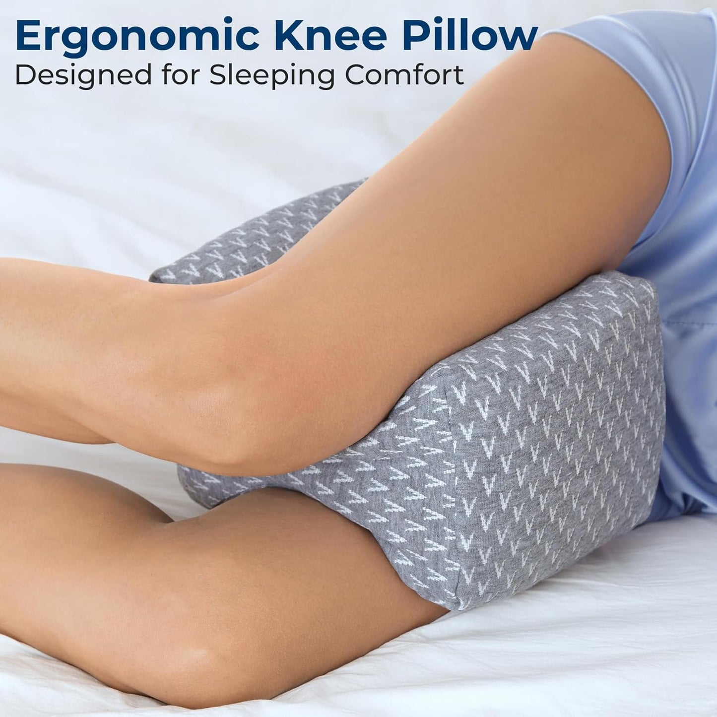 5 STARS UNITED Knee Pillow for Side Sleepers - Hip Pain Relief, Memory Foam Leg Cushion for Side Sleeping - Between Legs Pillow for Sciatica & Lower Back Pain, White