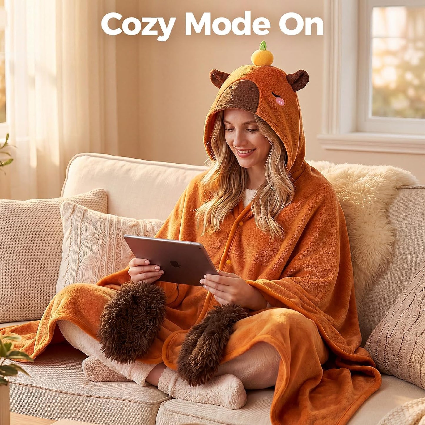 Mewaii Ultimate Softness Highland Cow Wearable Blanket Hoodie –Expertly Designed for American Body Full Coverage with Easy Movement Oversized Warm Cozy Flannel Blanket Cute Highland Cow Gift for Women