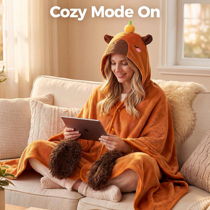 Mewaii Ultimate Softness Highland Cow Wearable Blanket Hoodie –Expertly Designed for American Body Full Coverage with Easy Movement Oversized Warm Cozy Flannel Blanket Cute Highland Cow Gift for Women