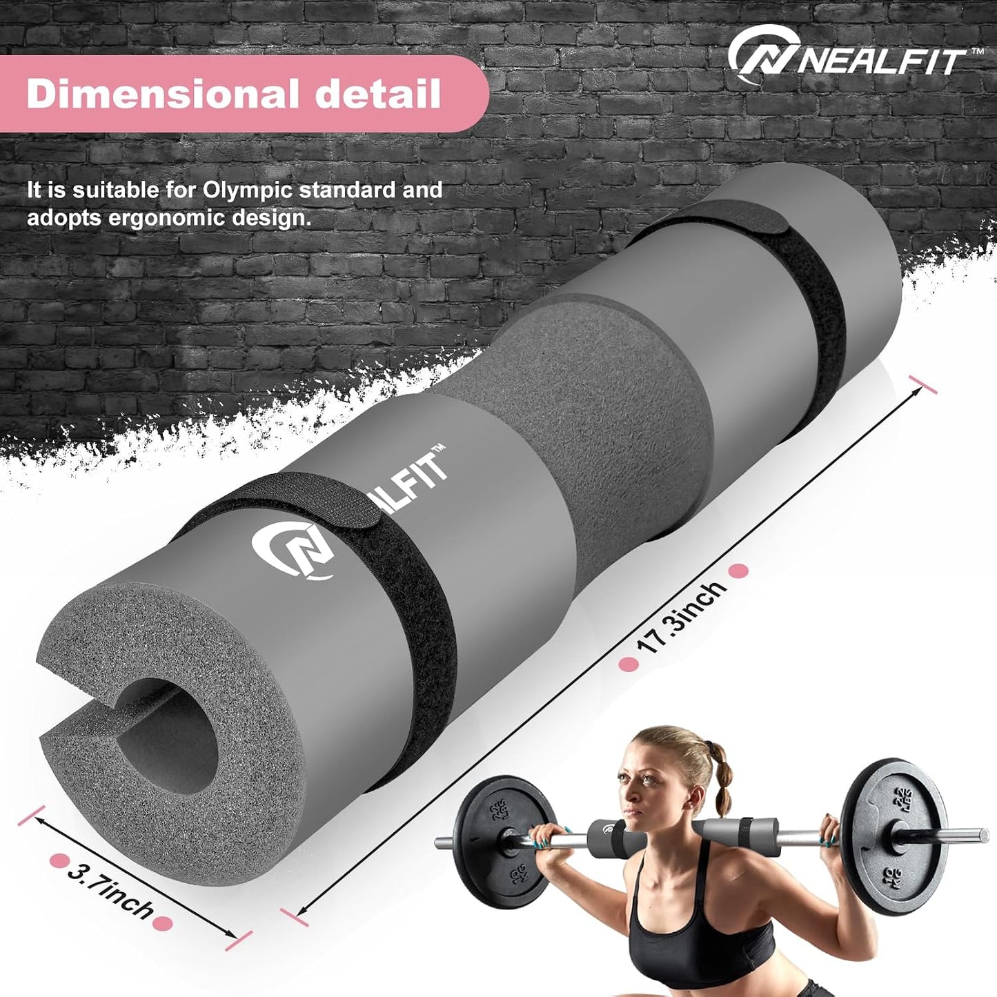 NEALFIT Barbell Pad Squat Pad for Squats—Squat Bar Pad—Great for Weightlifting,Lunges and Hip Thrusts—Foam Sponge Pad—Fit Standard and Olympic Bars Perfectly