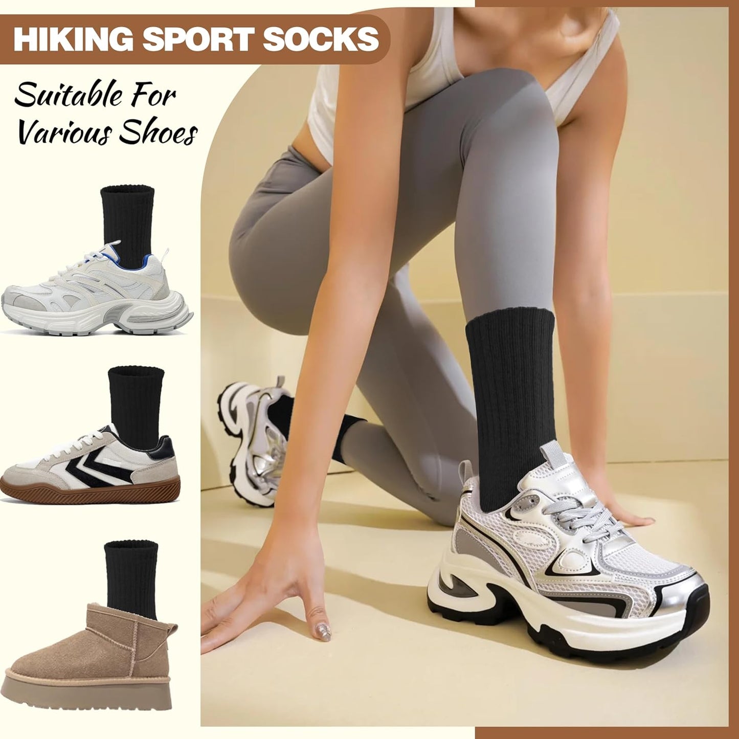 EBMORE Merino Wool Socks for Women Hiking Thermal Warm Winter Thick Boot Cozy Crew Comfy Work Socks for Ladies 5 Pairs