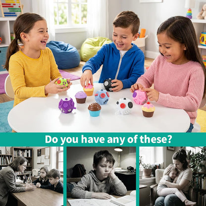 Small Fidget Toys Cube, Small Fidget Toy - 12 Sides Decompression Cube Anti Anxiety and Relief Stress Improve Focus Creative Unique Fidget Toy for Kids and Adults, with Carry Case(Black E1)