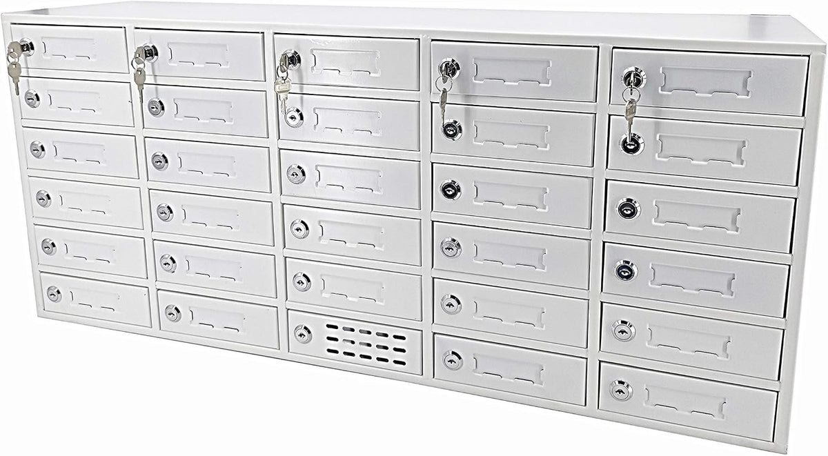 FixtureDisplays® 30-Slot Cell Phone Smartphone Charging Station Lockers Assignment Mail Slot Box USB Femal Ports in Each Slot Max 5 Watts Per Slot Output 15252-USB-NPF