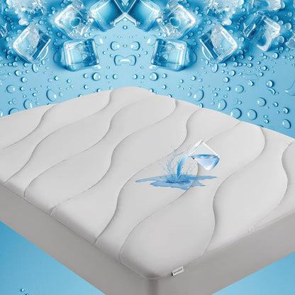 Unikome Ultra Soft Waterproof Mattress Pad King, Cooling Mattress Protector for Hot Sleepers, 5-Layers Noiseless Washable Mattress Cover with 8"-21" Deep Pocket (Light Blue, 78x80)