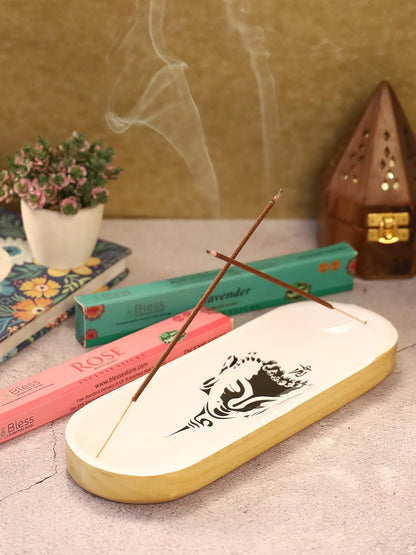Bless-International Traditional-Handmade-Tray-Burner Wooden-Trat-Incense-Stick-Holder Ash-Catcher-Stand for-Aromatherapy-Meditation-Yoga 11x4x1.22 Inches (Wooden Tray)