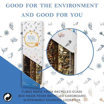 Gourmanity Bedtime Tea Sampler Gift Set, 3 Calming Herbal Blends, 0.74 oz
