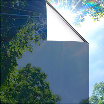 Coavas One Way Privacy Window Film, Heat Control Window Tint for Home, Sun Blocking Reflective Window Film See Out Not in, Anti UV Static Cling for Windows Office Door (Black, 17.5 Inch X 6.5 Feet)