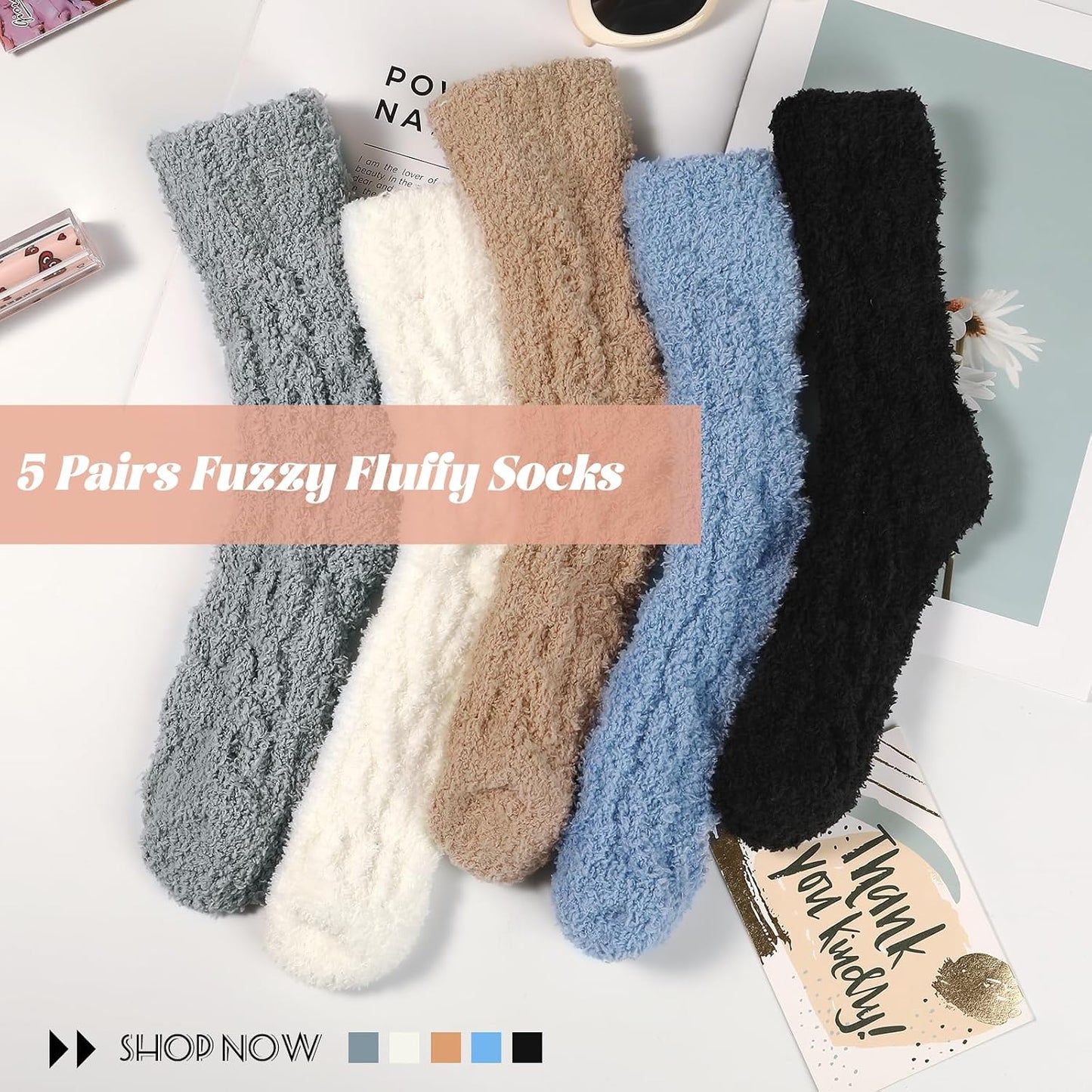 Premillow Womens Fuzzy Socks Fluffy Socks Women Winter Cozy Sock Warm Slipper Home Sleeping Sock for Women