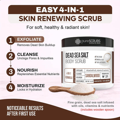 pureSCRUBS Premium Cucumber Body Scrub Set, Exfoliating Dead Sea Salt Scrub